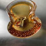 Orange Bubbles pocket emptier by Seguso, Murano glass, Italy, 1970