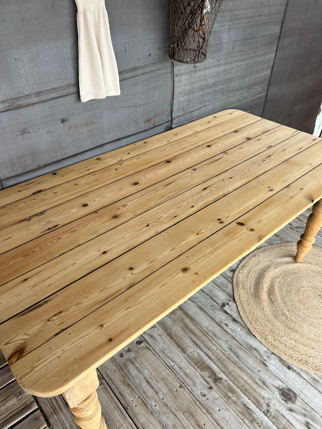Rustic wooden farmhouse table
