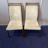 Set of 2 chairs and 2 armchairs in wood and gray velvet