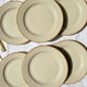 6 assiettes plates en grès beige Tulowice Poland 1970