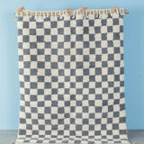 Grey Blue Check, Berber Rug, 162 x 215