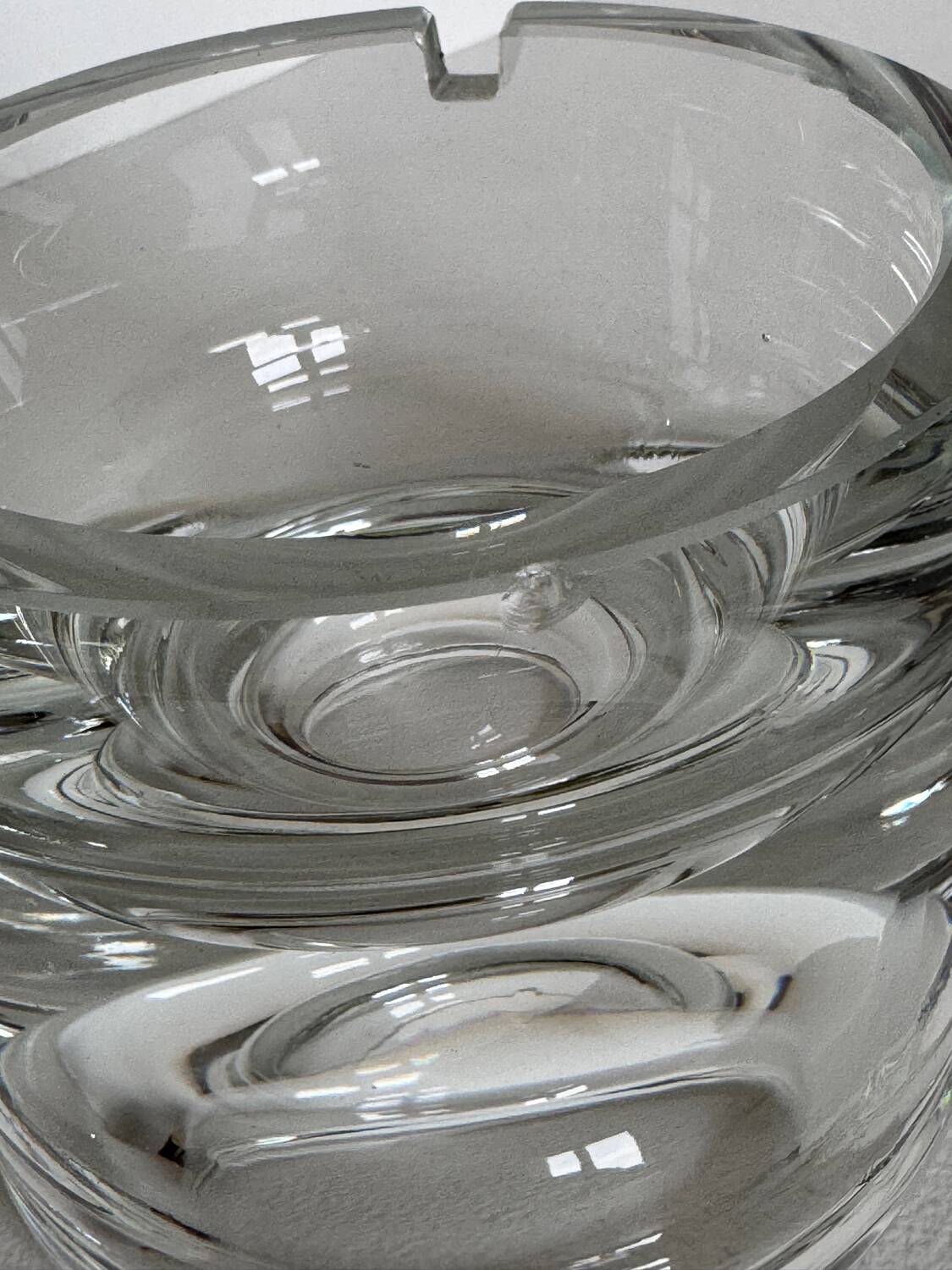 Vintage Modernist Heavy Round Clear Glass Ashtray