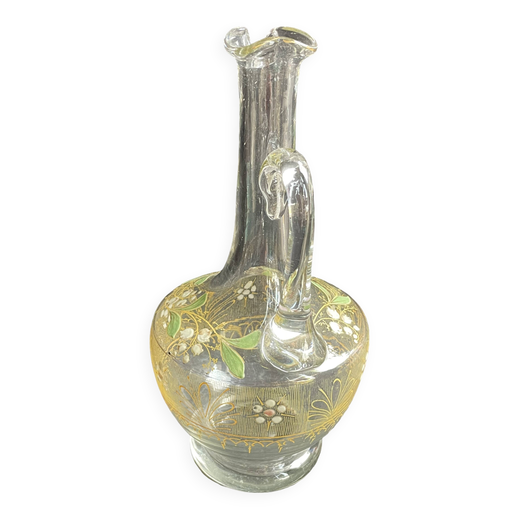 Vase Bouquetière Art Nouveau Legras XIXème - Verre Soufflé Multicolore - Motif Mimosa