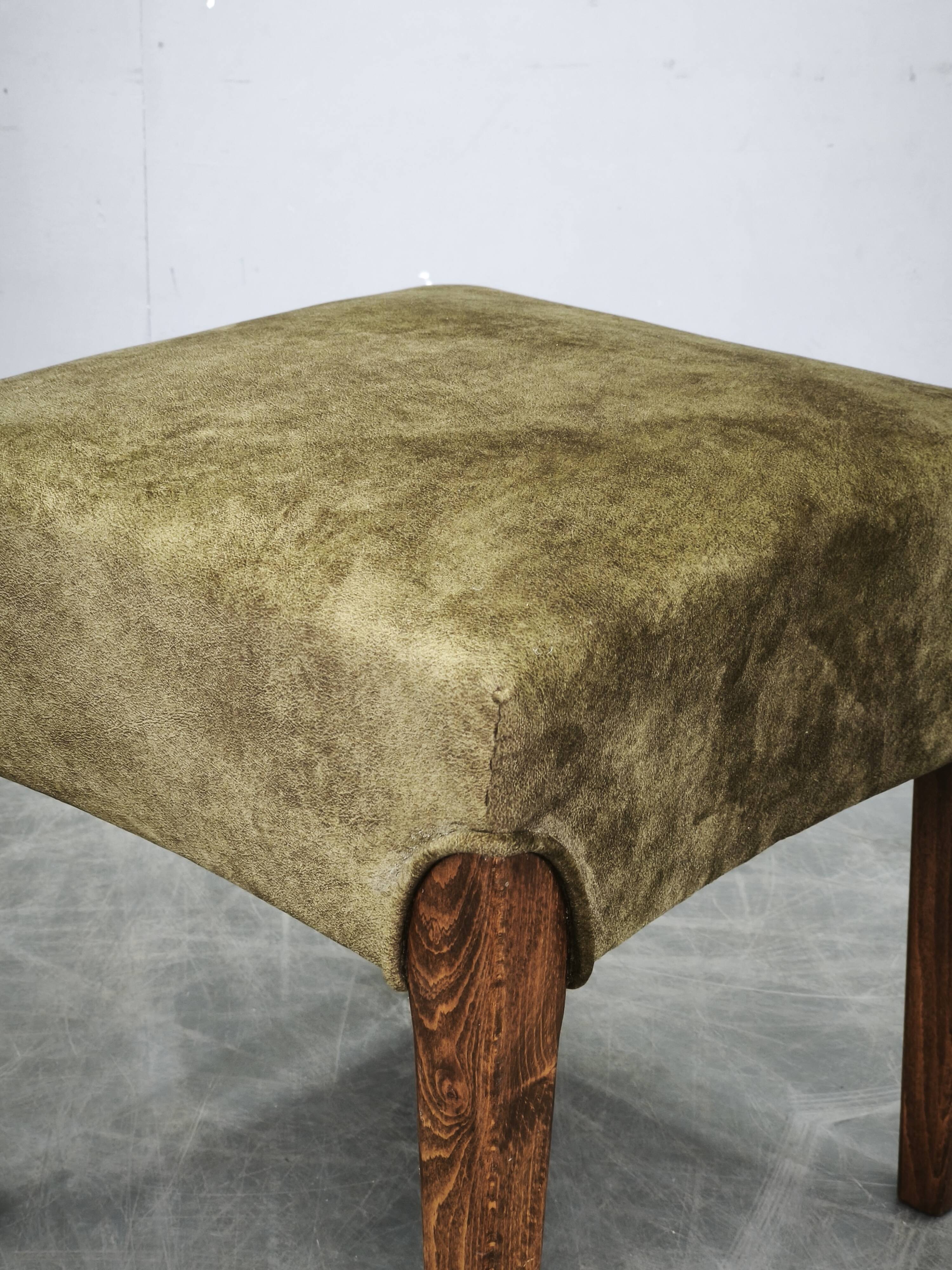 Art Deco Beech Wood Stool, Czechoslovakia, 1930s