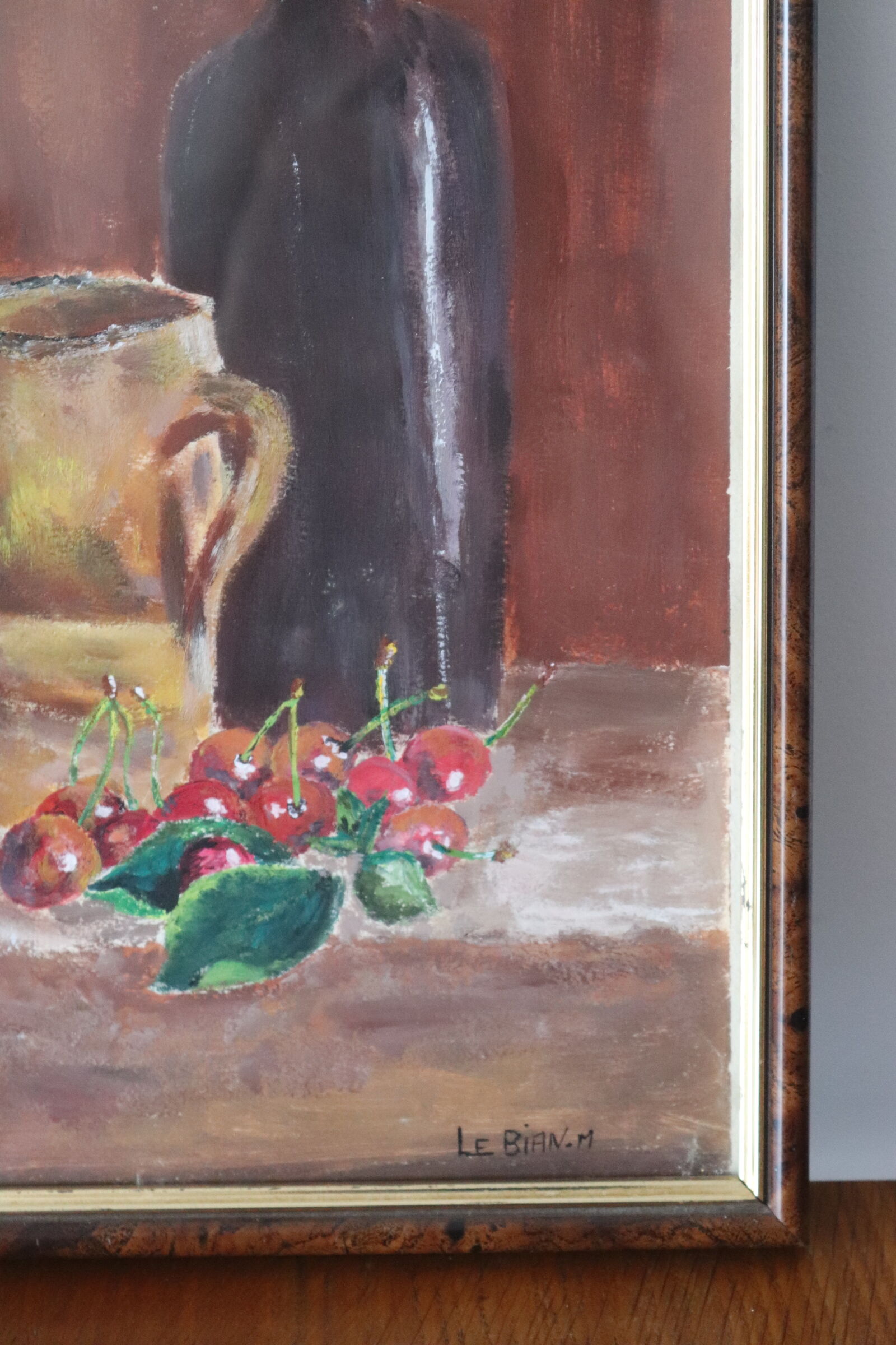 Tableau nature morte aux cerises