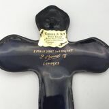 Religious wall cross in artistic enamel on silver signed P.BONNET, Limoges
