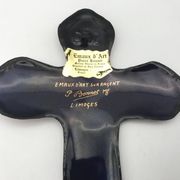 CROIX religieuse murale en émaux d’art sur argent signé P.BONNET, Limoges