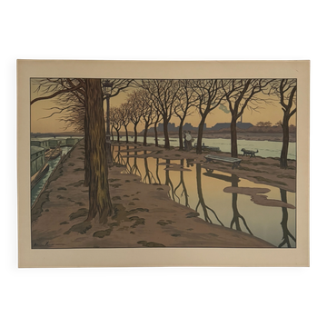 Lithograph by Henri Rivière Parisian Landscapes - The Isle of Swans