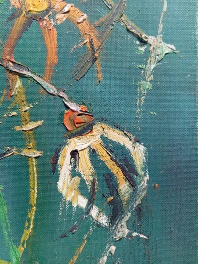 Painting on canvas by Robert Martin, "Flowers", 1975