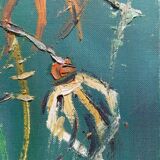 Peinture sur toile de Robert Martin, "Fleurs", 1975