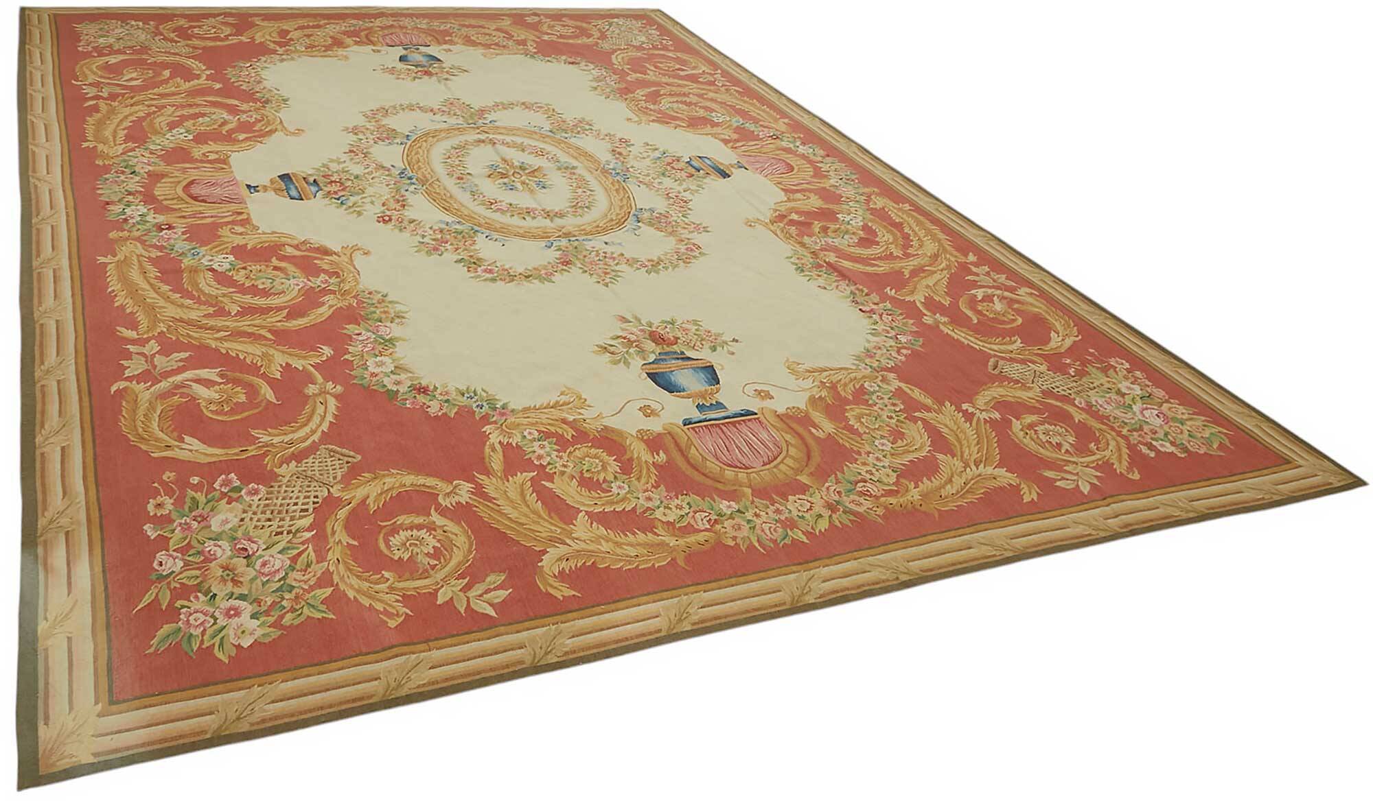 Handmade European Vintage Aubusson Kilim 298 cm x 431 cm