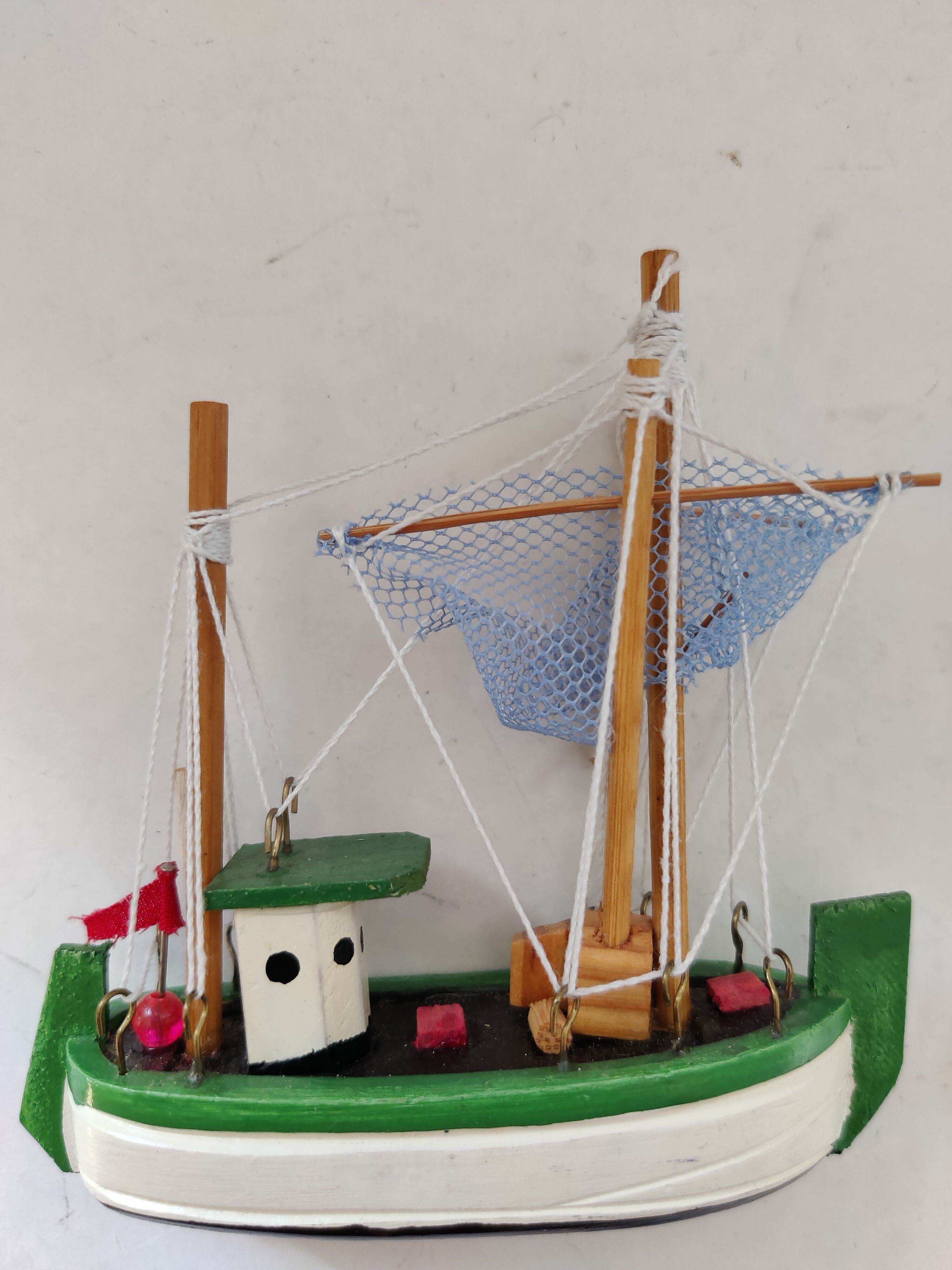 Fishing boat trawler Vintage painted wood