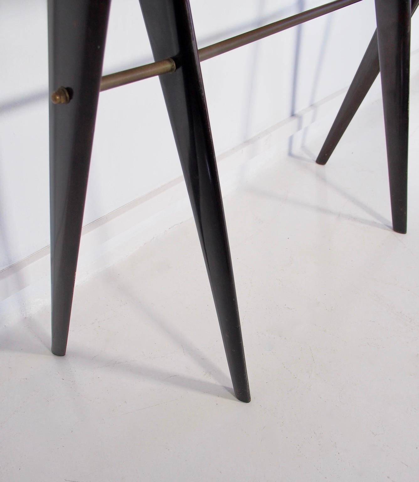 Table console laquée avec plateau en verre et miroir