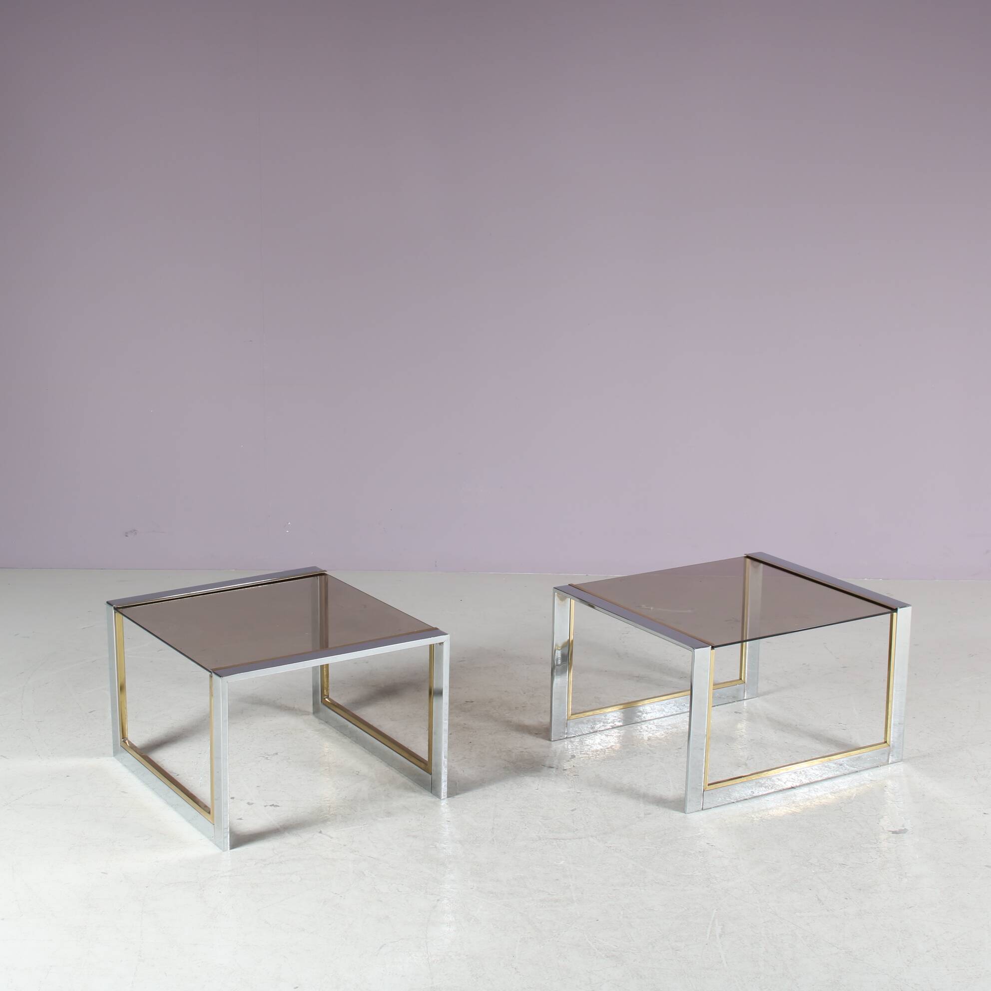 1970s Pair of side tables by Belgo Chrom, Belgium