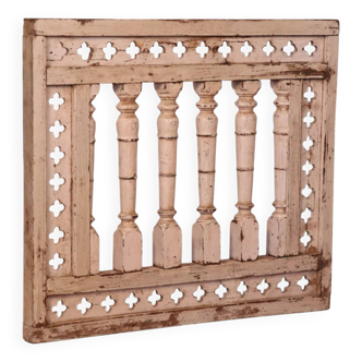 Old Burmese teak railing panel with original ecru patina