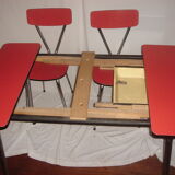 red formica table - 4 red formica chairs, 1960