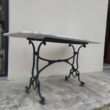 Antique cast iron and marble bistro restaurant table - 1.40m
