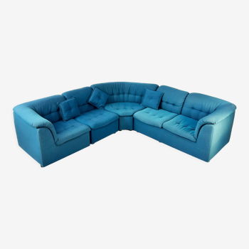 Mid century blue modular sofa, 1970s