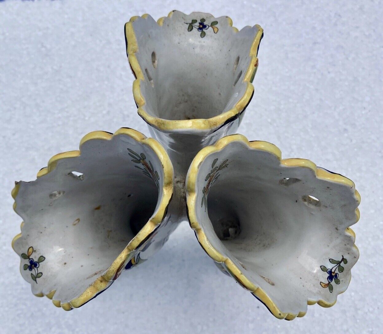 Antique vase, cornucopia in earthenware of courquin furmaintraux desvres