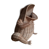 Frog in rattan magazine holder