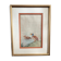 Old painting drawing watercolor duck view + vintage golden frame