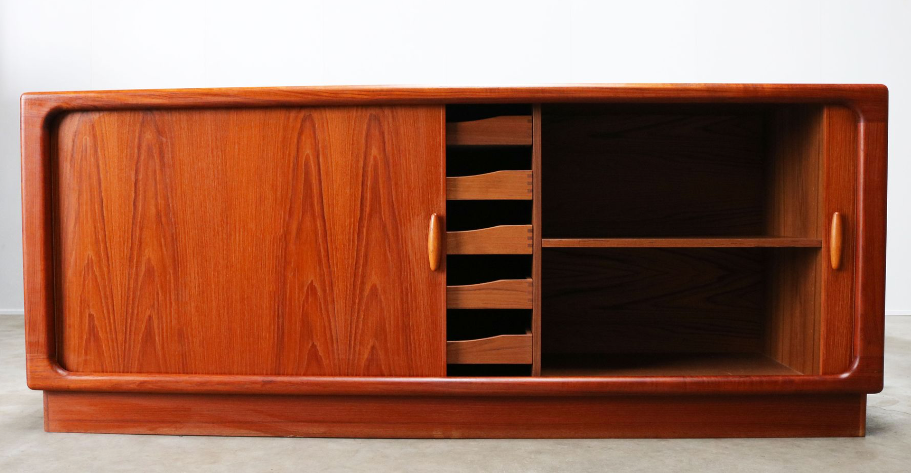 Dyrlund Denmark 1950s drum teak credence