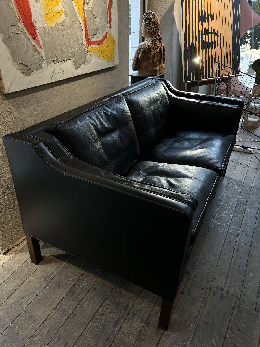 Borge Mogensen - 2-seater black leather sofa