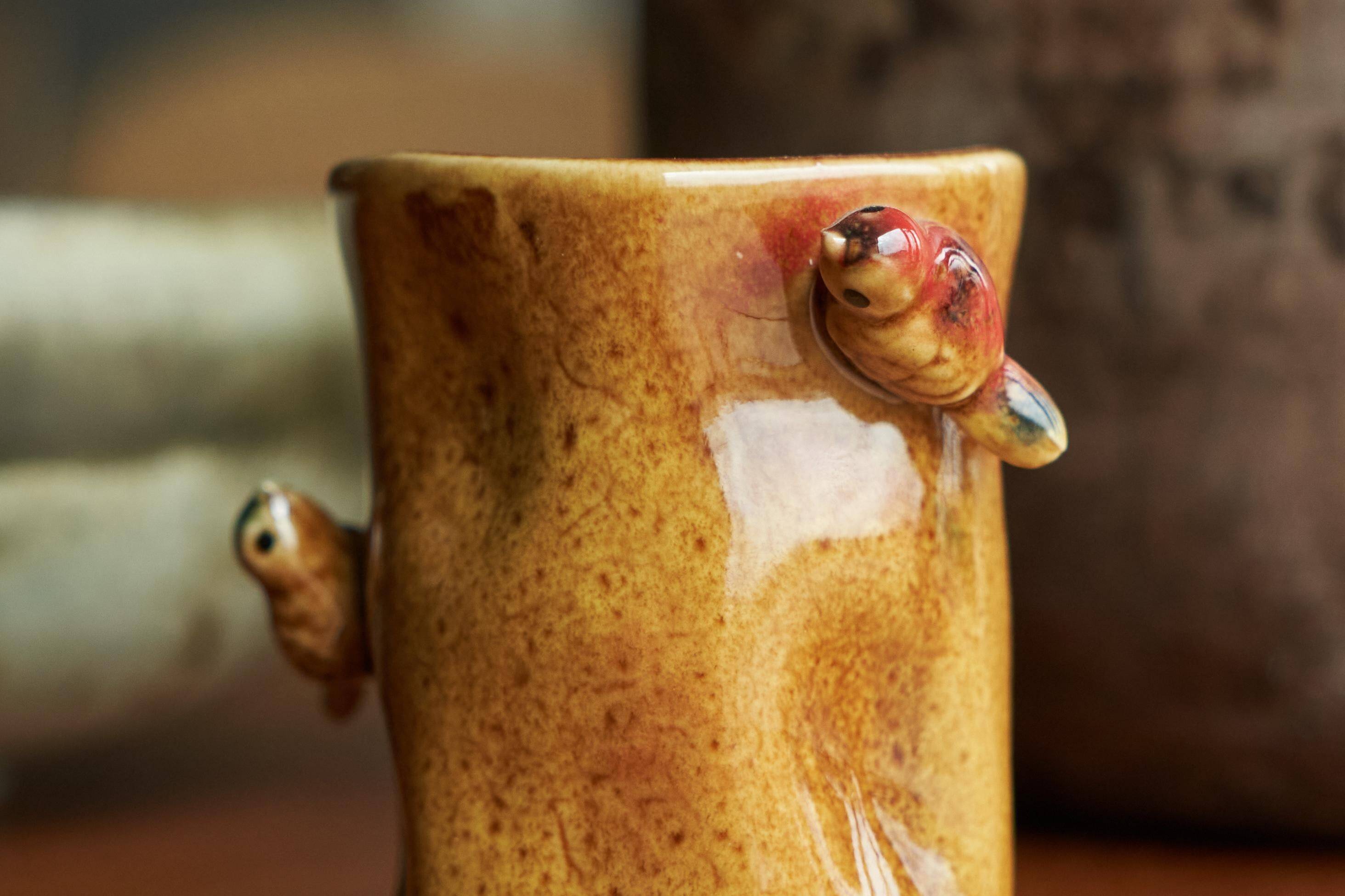 Studio pottery vase with birds, 1960s.