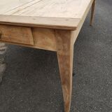 Table de ferme 2 tiroirs peuplier et chataignier