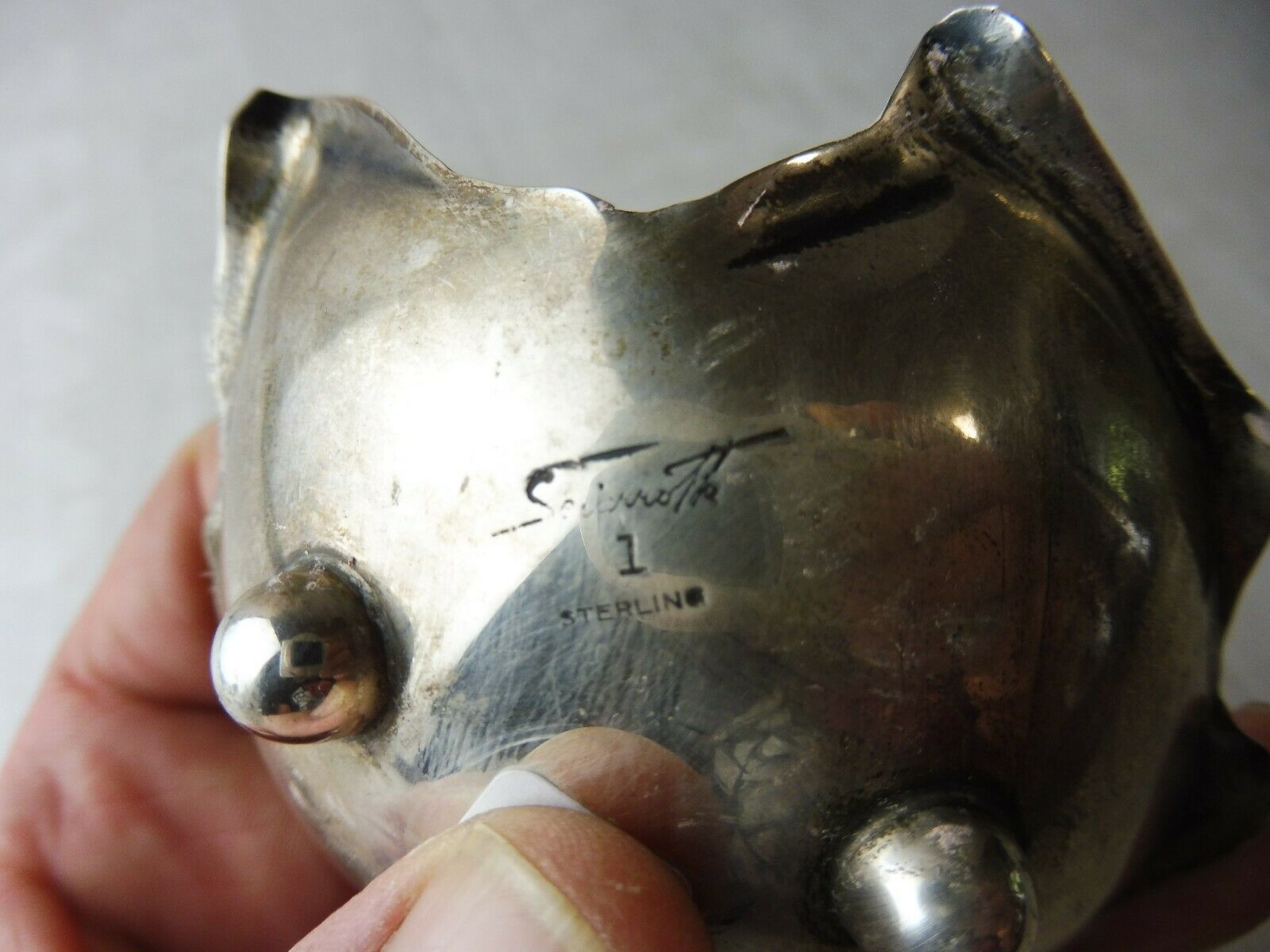 Ashtray, leaf shape, Alfredo Sciarrotta, Sterling