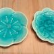 Pair of vintage turquoise flower bowls LBMDJ – 60s/70s