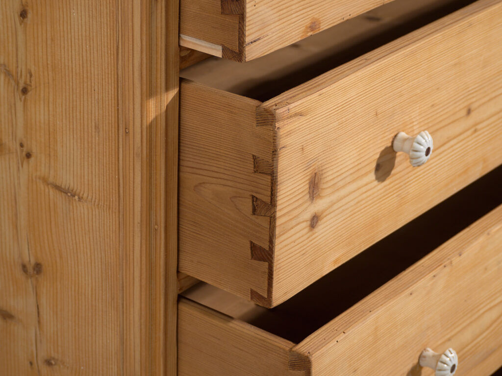 Antique solid pine chest of drawers – European rustic carved chest of drawers – circa 1900