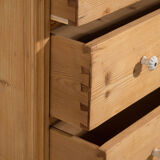 Antique solid pine chest of drawers – European rustic carved chest of drawers – circa 1900