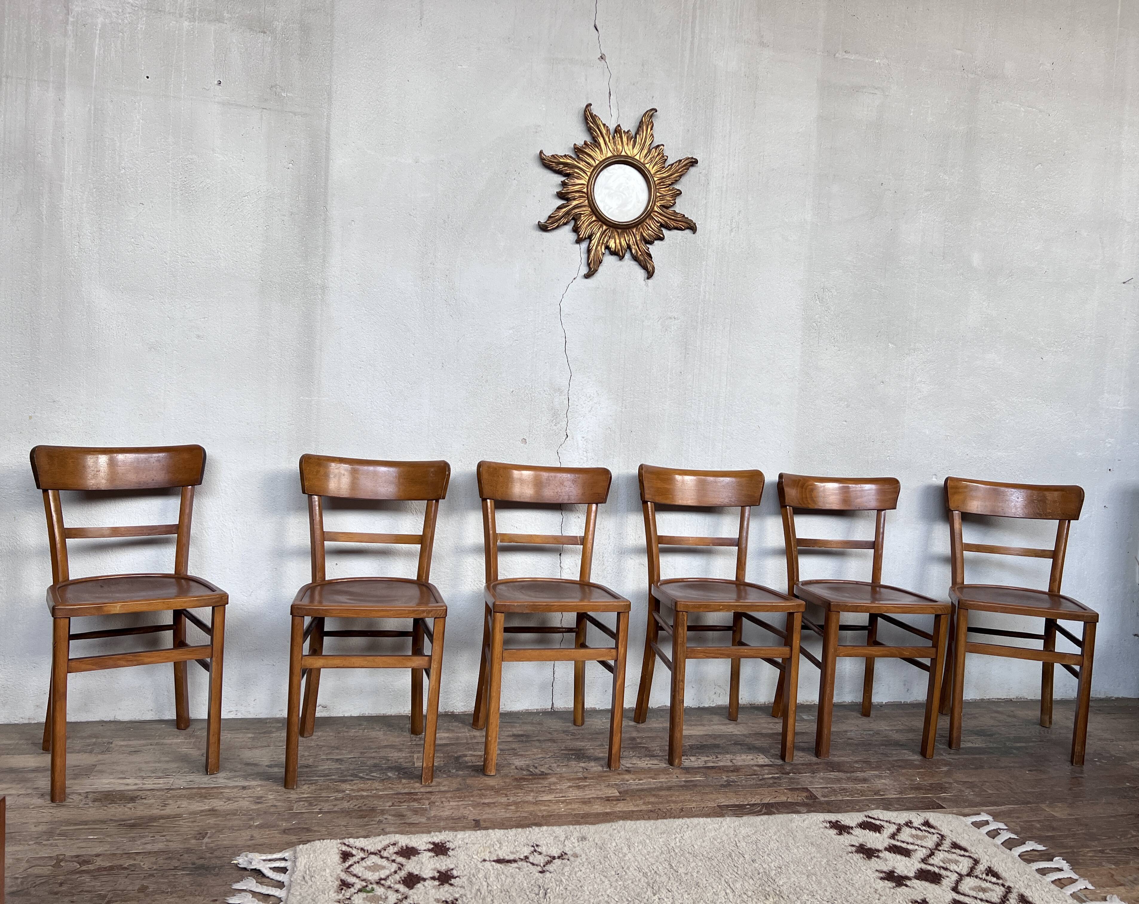 Série de 6 chaises bistrot troquet Parisien