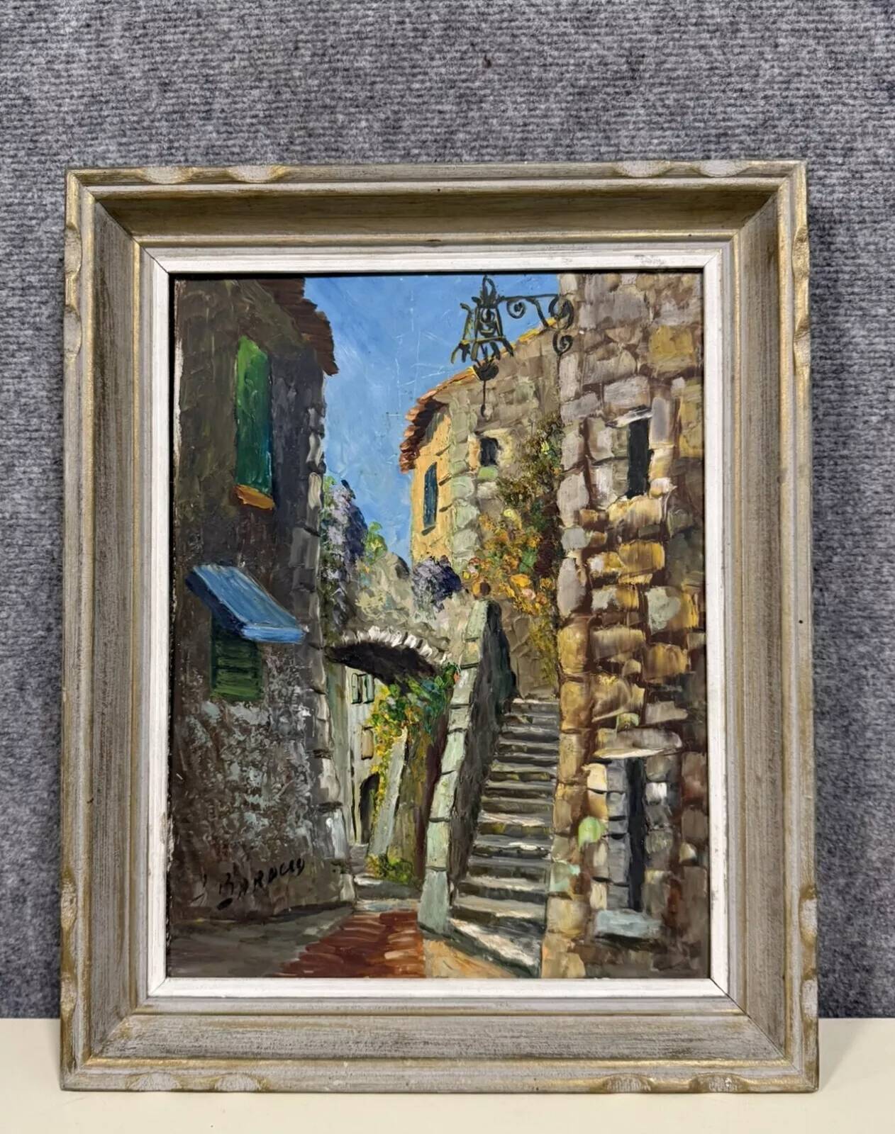 J. Baracco: oil on panel, rue du Sud de la France, circa 1940