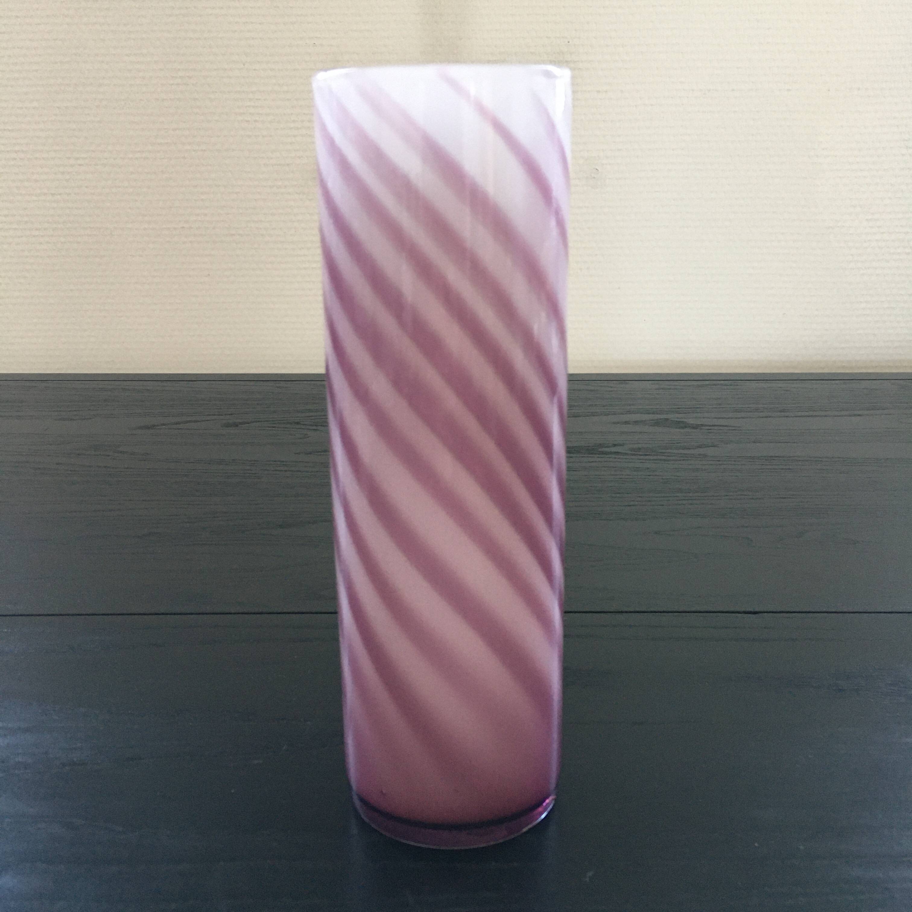Two-tone pink glass vase