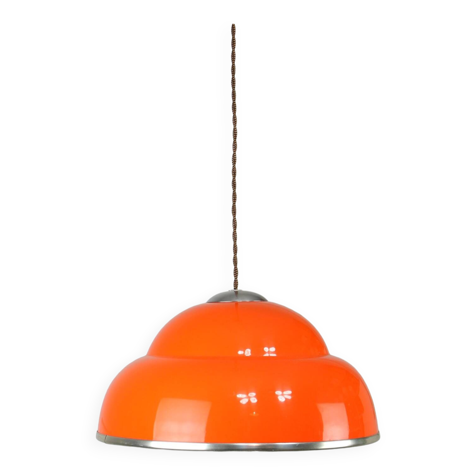 Space-age italian orange plexiglass pendant lamp