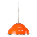 Space-age italian orange plexiglass pendant lamp