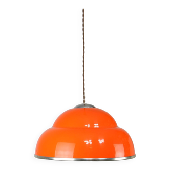 Space-age italian orange plexiglass pendant lamp