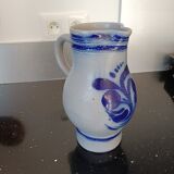 Grey and Cobalt Blue Stoneware Pitcher