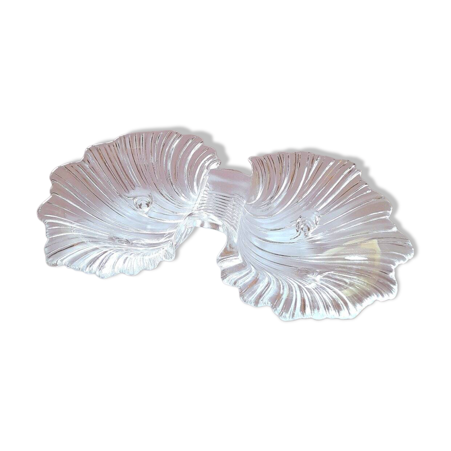 Coupe coquillage en verre transparent 1970