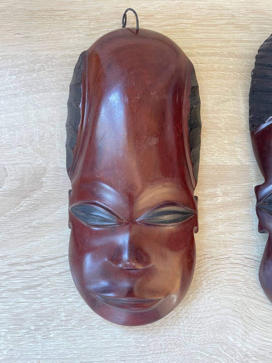 African masks in vintage ebony wood