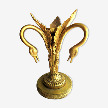 Pied de lampe Napoléon III en bronze doré style Empire, 3 cygnes