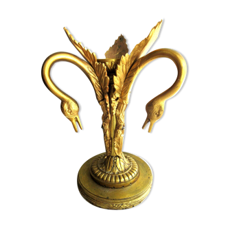 Pied de lampe Napoléon III en bronze doré style Empire, 3 cygnes