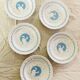Set of 5 vintage dessert plates retro earthenware geese patterns stoneware moonlight
