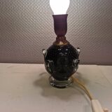 Table lamp in translucent glass with black inlaid glass.