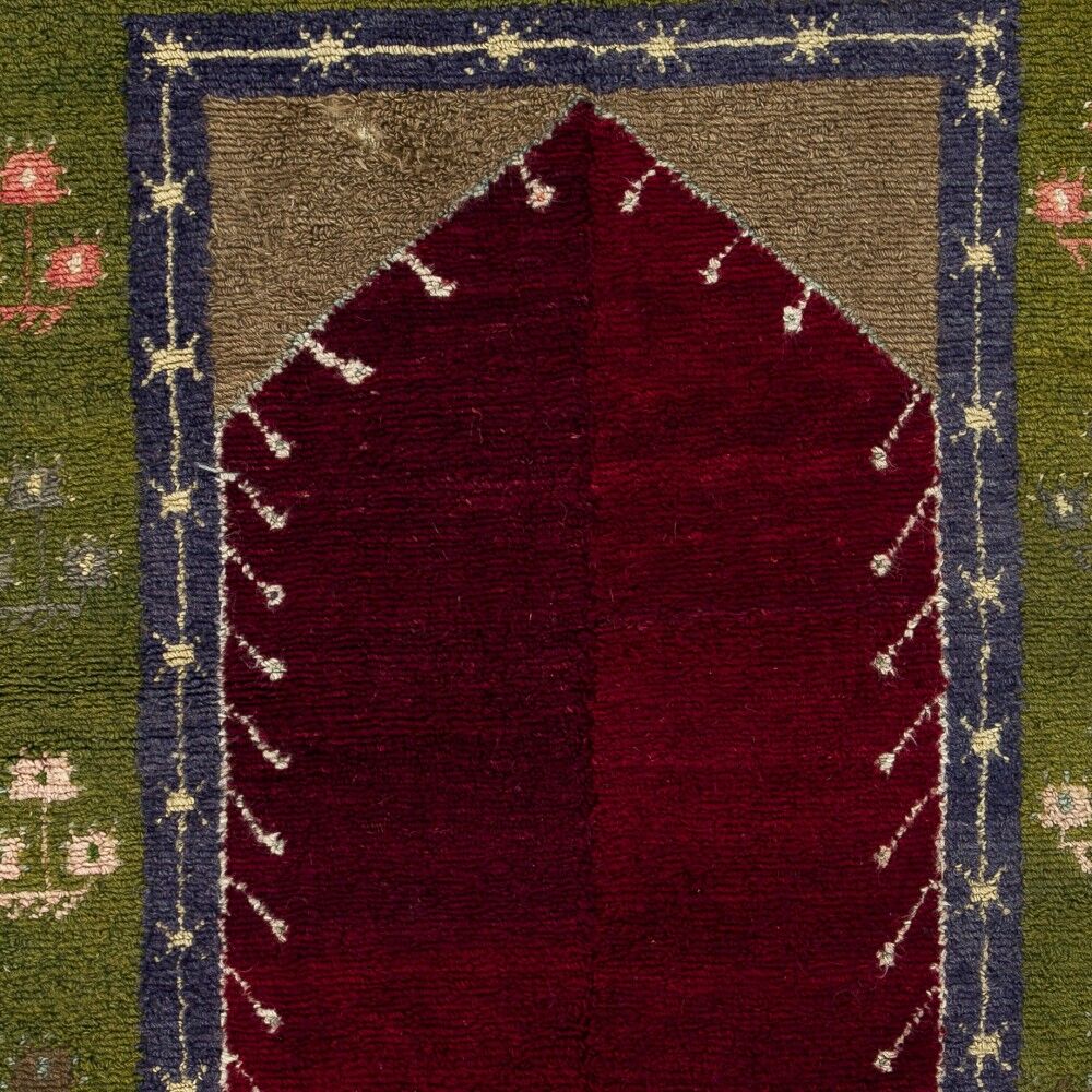 One-of-a-Kind Turkish Tulu Rug, Vintage Handknotted Prayer Rug. 100% Wool
