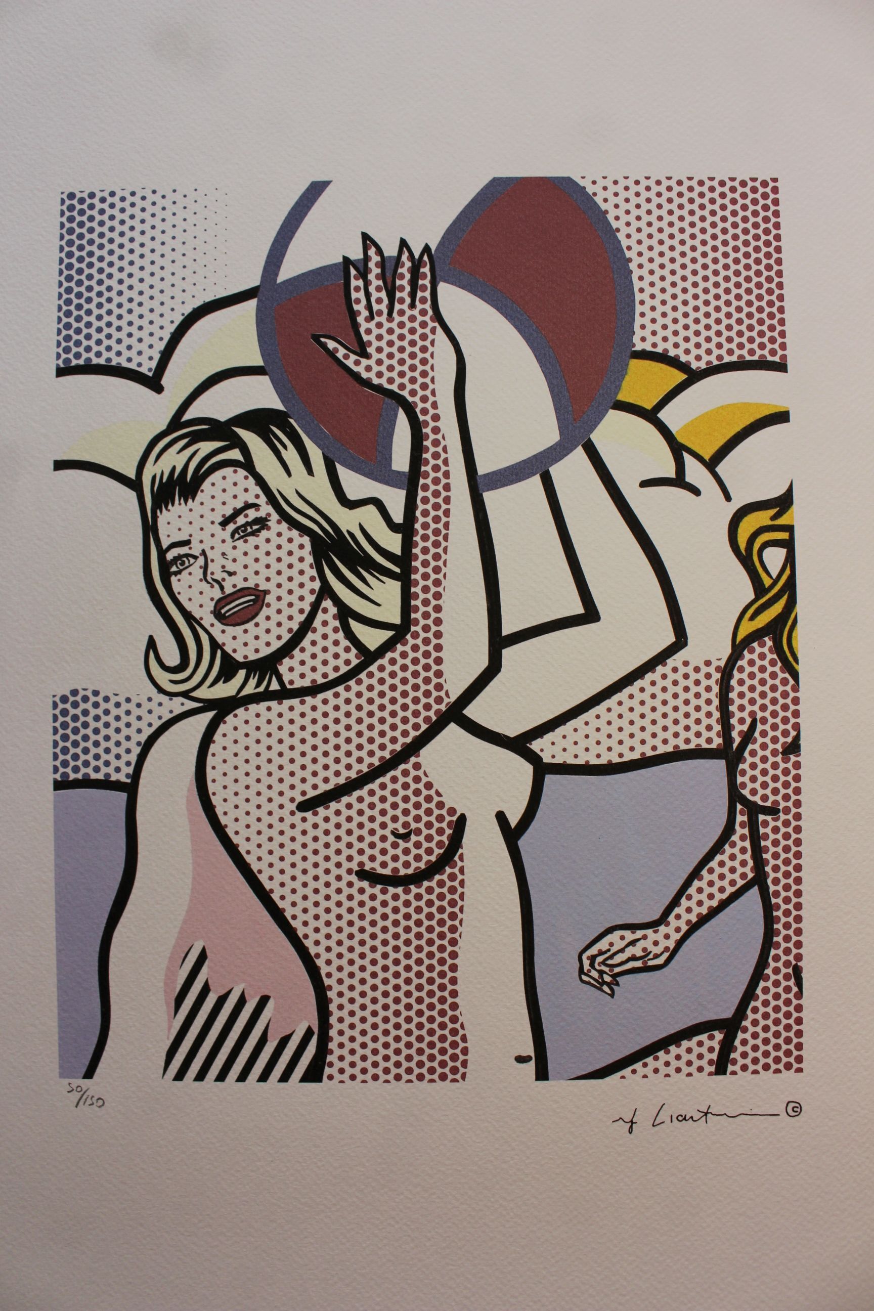 "Nudes With Beach Ball" 1920s Lithography