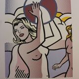 "Nudes With Beach Ball" 1920s Lithography