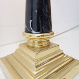 Pair of brass table lamps with black marble column - Art Deco style